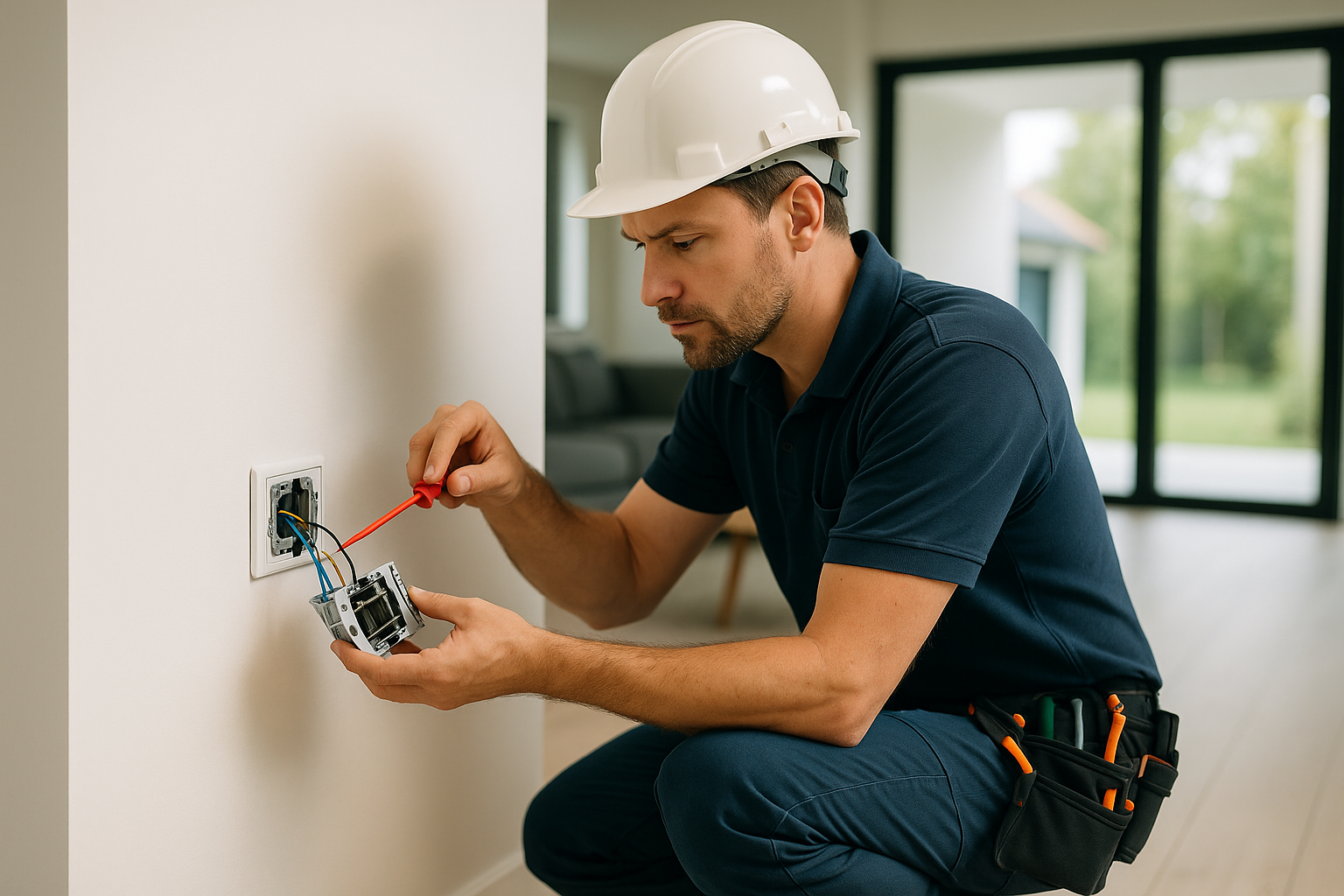 Elektricien aan het werk in Duffel – installatie van stopcontact in moderne woning